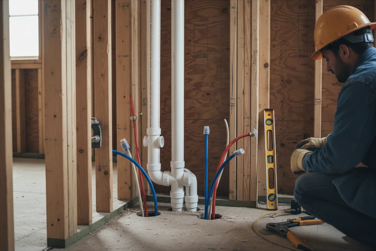 Drain and supply rough-in during Sump Pump Repair in Dillsboro