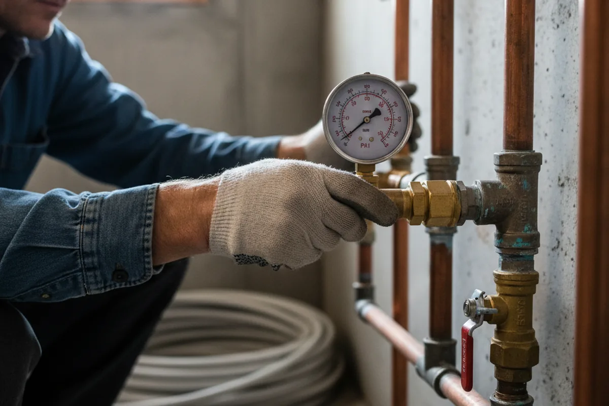 Pressure testing a repaired line during Water Line Repair in Dillsboro